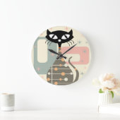 Cat Mitte des Jahrhunderts Moderne Große Wanduhr (Zuhause)