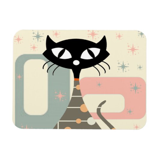Cat Mitte des Jahrhunderts Moderne Magnet (Horizontal)