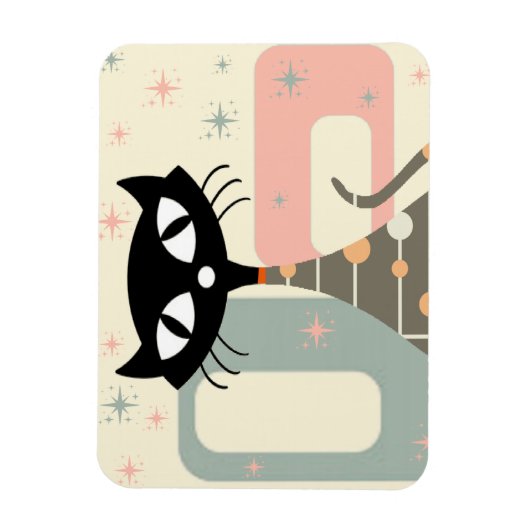 Cat Mitte des Jahrhunderts Moderne Magnet (Vertikal)