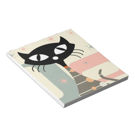 Cat Mitte des Jahrhunderts Moderne Notizblock (angewinkelt)