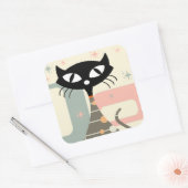 Cat Mitte des Jahrhunderts Moderne Quadratischer Aufkleber (Umschlag)