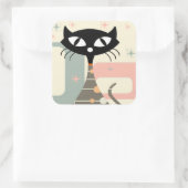 Cat Mitte des Jahrhunderts Moderne Quadratischer Aufkleber (Tasche)