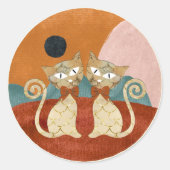 Cat Mitte des Jahrhunderts Moderne Runder Aufkleber (Vorderseite)