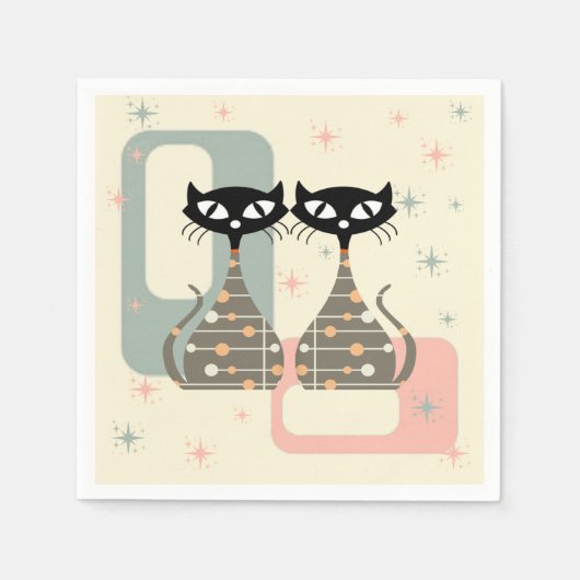 Cat Mitte des Jahrhunderts Moderne Serviette (Vorderseite)