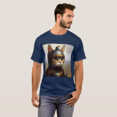 Cat Mittelalterlicher Ritter T-Shirt (Vorne ganz)