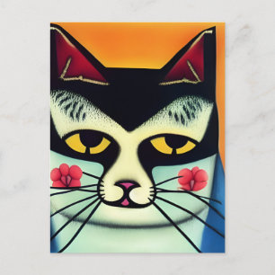 Cat Mixed Media Postkarte