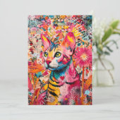 Cat Mixed Mixed Paper Collage Card Karte (Stehend Vorderseite)