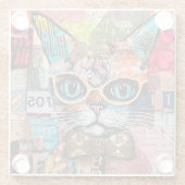 Cat Mixed Mixed Paper Collage  Glasuntersetzer (Rückseite)