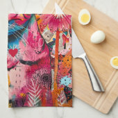 Cat Mixed Mixed Paper Collage Kitchen Towel Geschirrtuch (Viertel Falte)