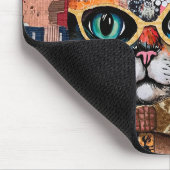 Cat Mixed Mixed Paper Collage  Mousepad (Ecke)