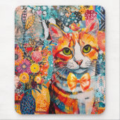 Cat Mixed Mixed Paper Collage Mousepad (Vorne)