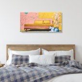 Cat Modern Colorful Wrapped Art Canvas Print Leinwanddruck (Insitu (Schlafzimmer))