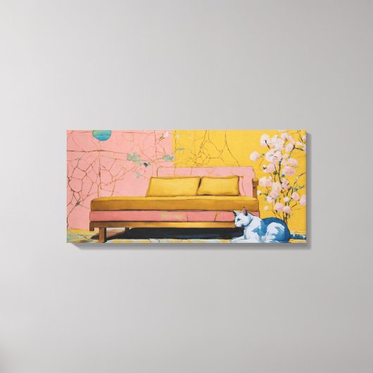 Cat Modern Colorful Wrapped Art Canvas Print Leinwanddruck (Vorderseite)