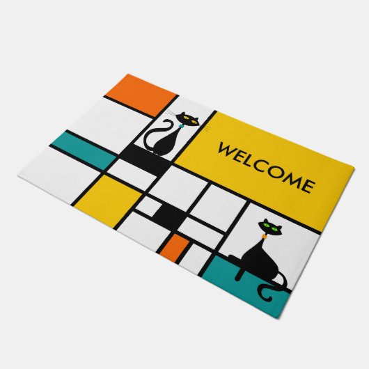 Cat - Moderne Kunst Fußmatte (Schrägansicht)