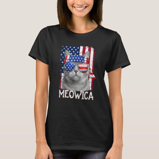 Cat Mom and Cat Dad USA Flag  Cat 4th of july Meow T-Shirt (Vorderseite)