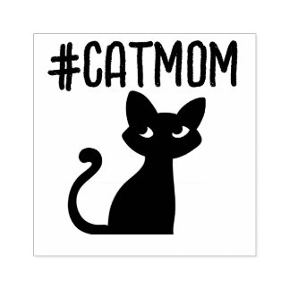 CAT MOM BLACK CAT RUBBER STAMP GUMMISTEMPEL