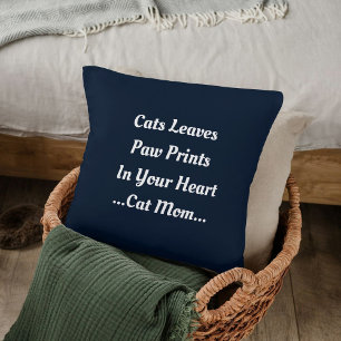 Cat Mom Cat Imprint in dein Herz Cute Funny Navy Kissen
