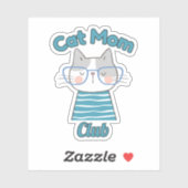 Cat Mom Club – Funny Cat Lover Gift for Pet Parent Aufkleber (Blatt)