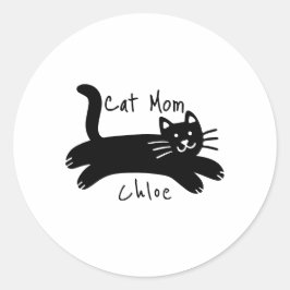 Cat mom custom cat name runder aufkleber