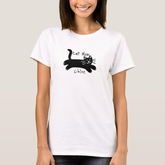 Cat Mom Custom Cat Name T-Shirt (Vorderseite)