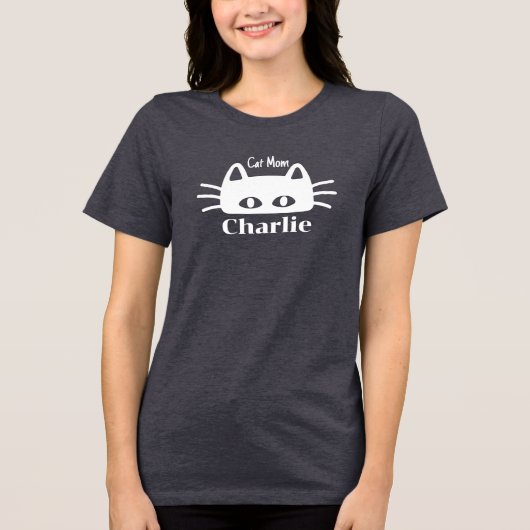 Cat Mom Custom Cat Name Tri-Blend Shirt (Vorderseite)