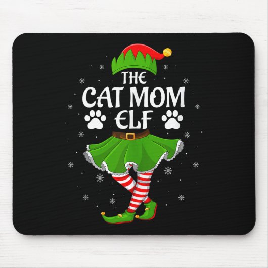 Cat Mom Elf Christmas Family Girls Women Elf Squad Mousepad (Vorne)