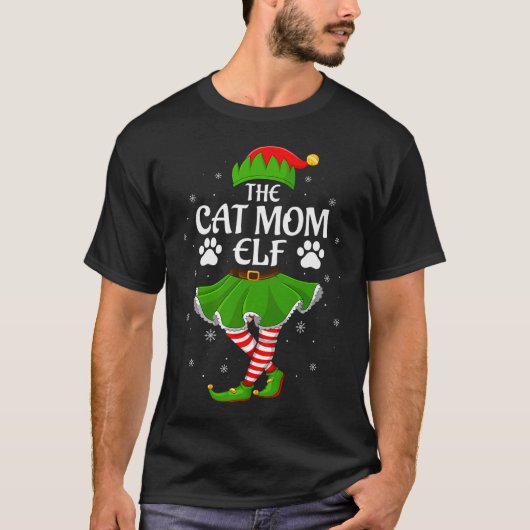 Cat Mom Elf Christmas Family Girls Women Elf Squad T-Shirt (Vorderseite)