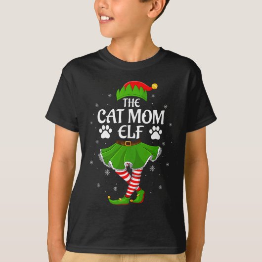 Cat Mom Elf Christmas Family Girls Women Elf Squad T-Shirt (Vorderseite)