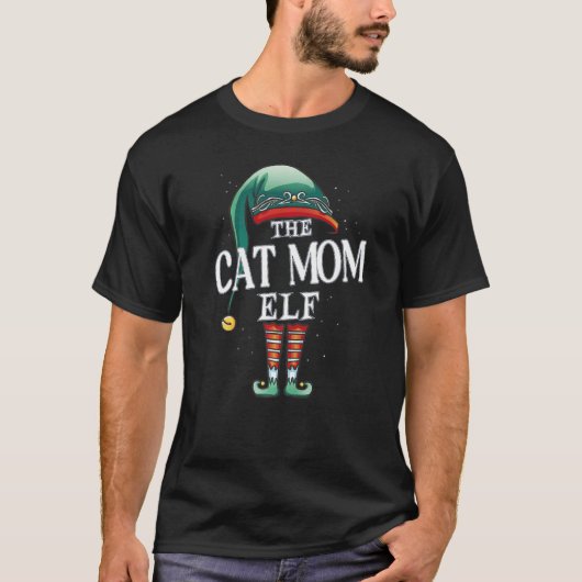 Cat Mom Elf Christmas Group Xmas Pajama Party T-Shirt (Vorderseite)