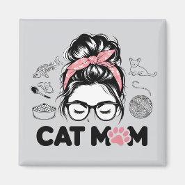 "Cat Mom" Funny Cute Cat Lover Women Magnet