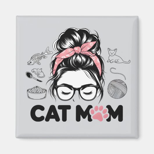 "Cat Mom" Funny Cute Cat Lover Women Magnet (Vorne)