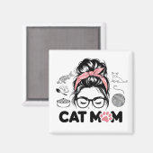 "Cat Mom" Funny Cute Cat Lover Women Magnet (Vorderseite/Rückseite)
