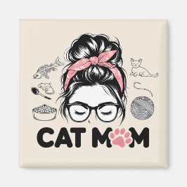 "Cat Mom" Funny Cute Cat Lover Women Magnet