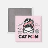 "Cat Mom" Funny Cute Cat Lover Women Magnet (Vorderseite/Rückseite)