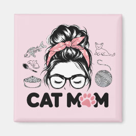 "Cat Mom" Funny Cute Cat Lover Women Magnet