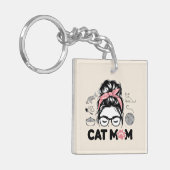 "Cat Mom" Funny Cute Cat Lover Women Schlüsselanhänger (Vorderseite links)