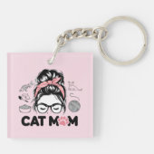 "Cat Mom" Funny Cute Cat Lover Women Schlüsselanhänger (Rückseite)