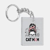 "Cat Mom" Funny Cute Cat Lover Women Schlüsselanhänger (Vorderseite links)