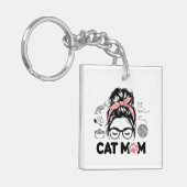 "Cat Mom" Funny Cute Cat Lover Women Schlüsselanhänger (Vorderseite links)