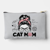 "Cat Mom" Funny Cute Cat Lover Women Zubehörtasche (Rückseite)
