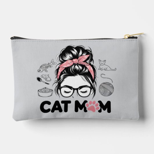 "Cat Mom" Funny Cute Cat Lover Women Zubehörtasche (Rückseite)