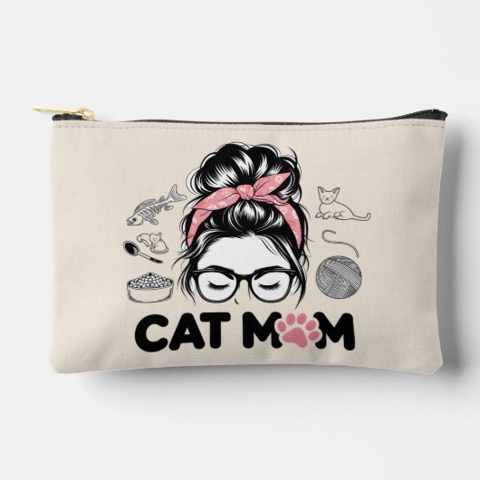 "Cat Mom" Funny Cute Cat Lover Women Zubehörtasche (Vorderseite)