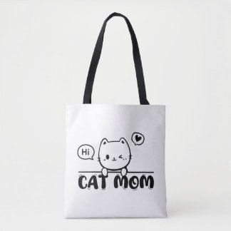 cat mom funny cute gift lover black Tote Tasche
