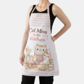 Cat Mom in the Kitchen Kawaii Pastel Gingham Pink Schürze (InSitu)