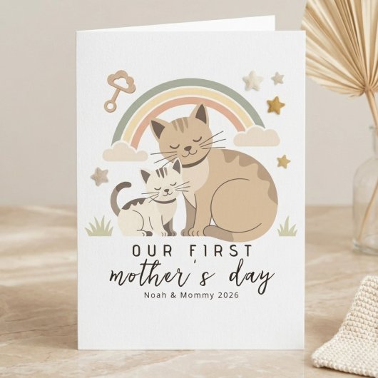 Cat Mom Kitten First Mother’s Day Soft Pastel Karte