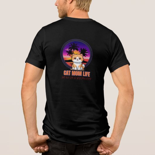 Cat Mom Life funny Tri-Blend Shirt (Rückseite)
