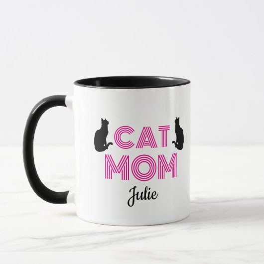 Cat Mom Mug Personalized with Cat Silhouettes Tasse (Links)