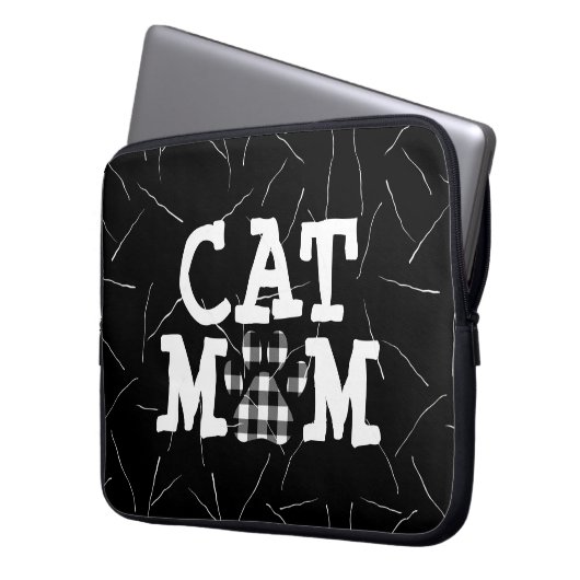 Cat Mom Pawprint with Cat Hairs Laptopschutzhülle (Vorderseite Links)