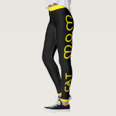 Cat Mom Pet Lover Script Quote Yellow Black Custom Leggings (Links)