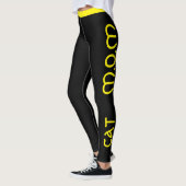 Cat Mom Pet Lover Script Text Yellow Stripes Black Leggings (Links)